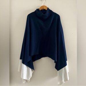 White House Black Market Navy and White Poncho